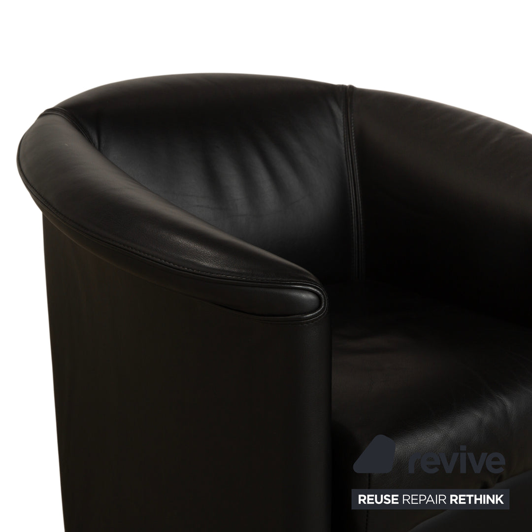 Fauteuils Wittmann Aura en cuir noir, 2 pièces