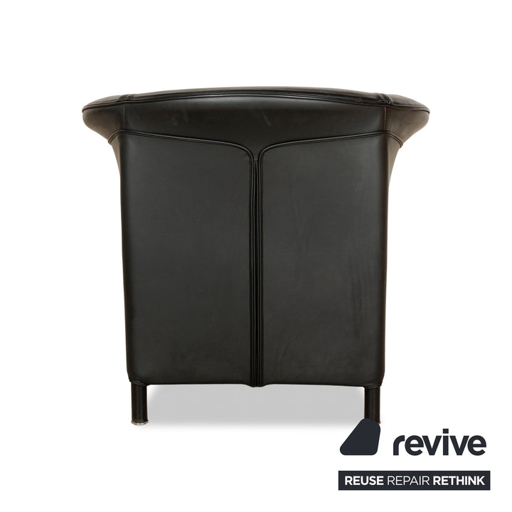 Fauteuils Wittmann Aura en cuir noir, 2 pièces