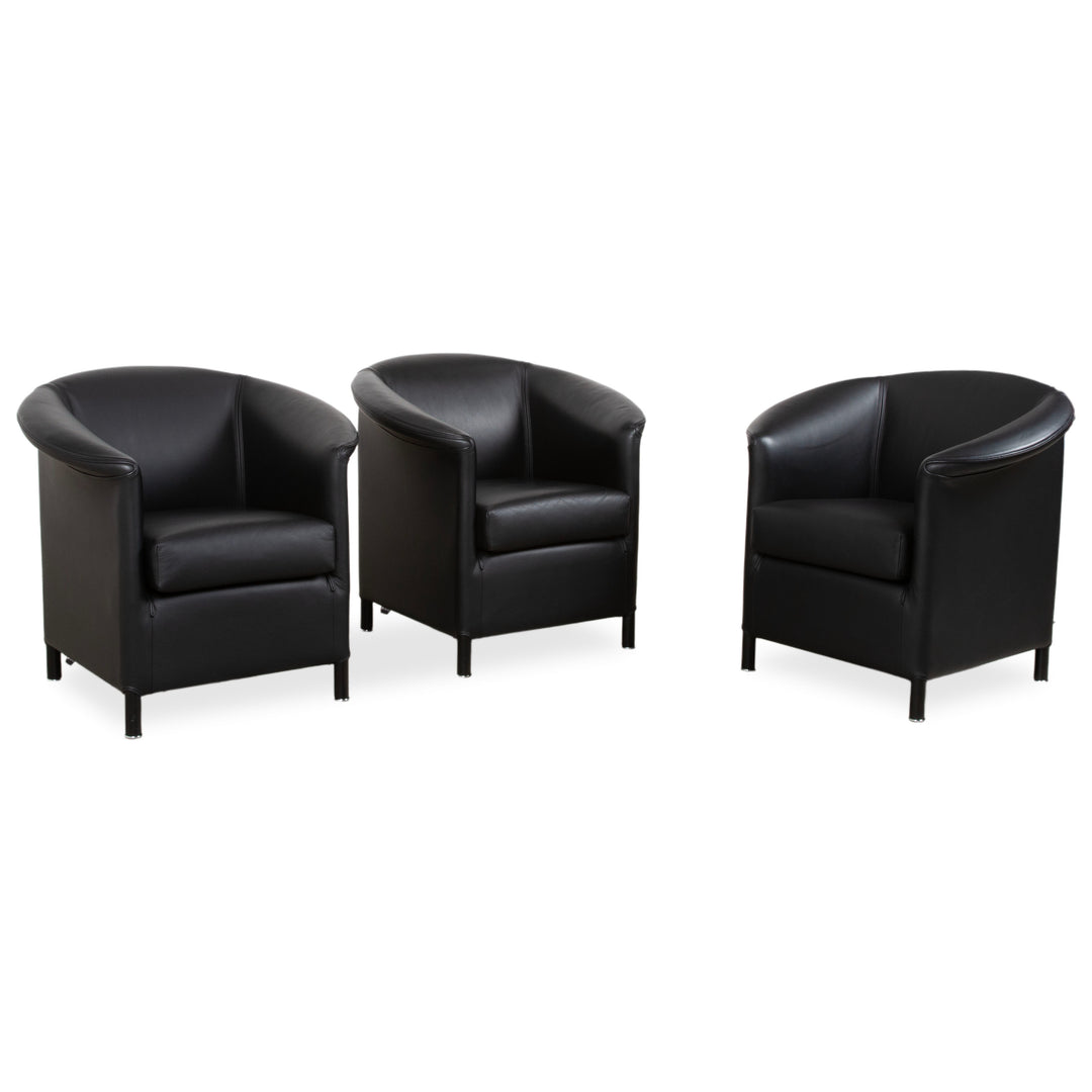 Wittmann Aura Leder 3x Sessel Schwarz