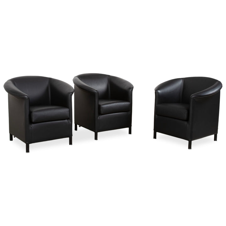 Wittmann Aura Leder 3x Sessel Schwarz
