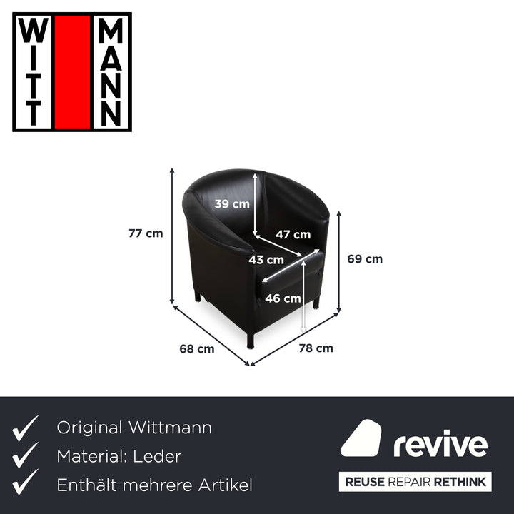 Wittmann Aura Leather 3x Armchair Black