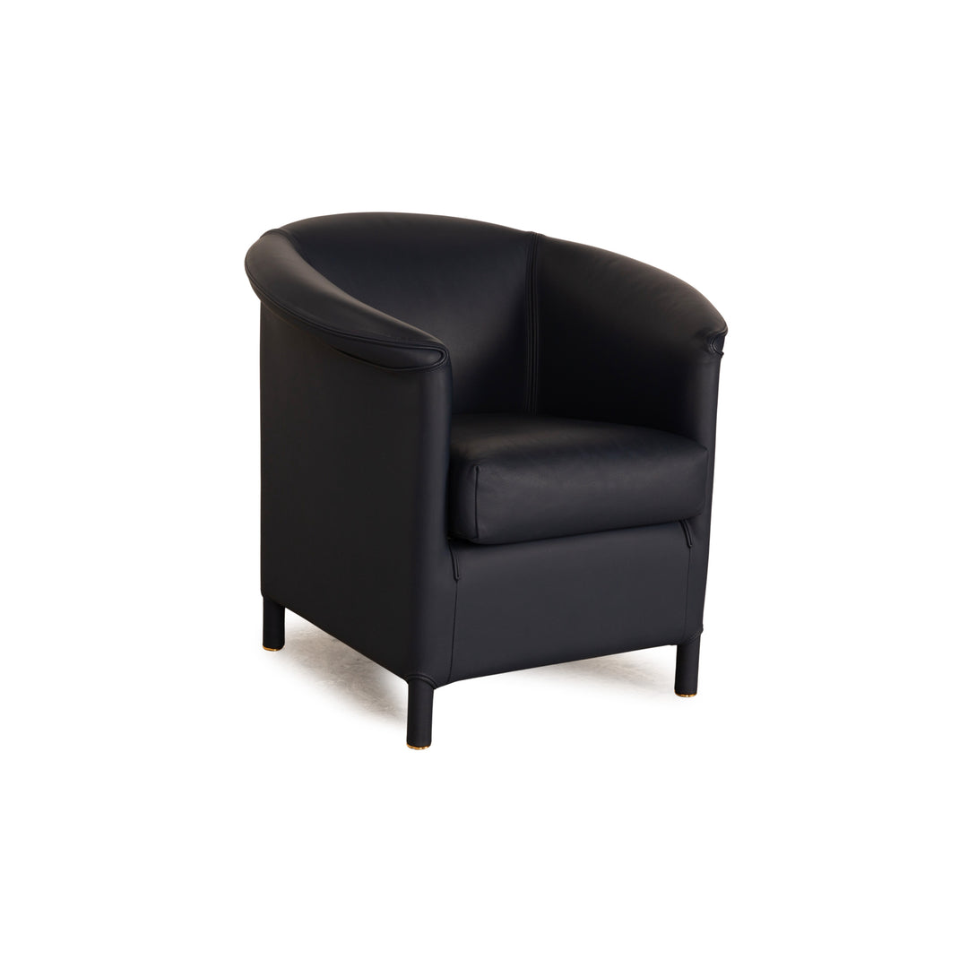 Wittmann Aura Leather Armchair Blue Dark Blue