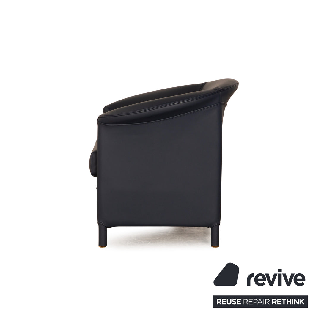 Wittmann Aura leather armchair set blue dark blue 3x armchairs