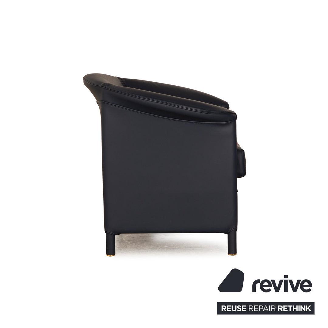 Wittmann Aura Leder Sessel Garnitur Blau Dunkelblau 3x Sessel