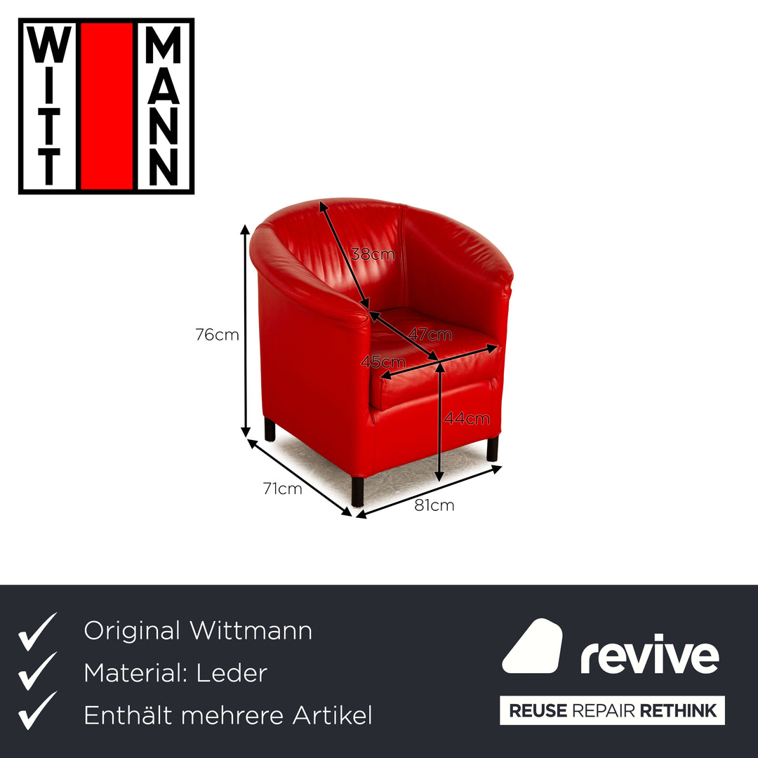 Wittmann Aura Leather Armchair Set Red