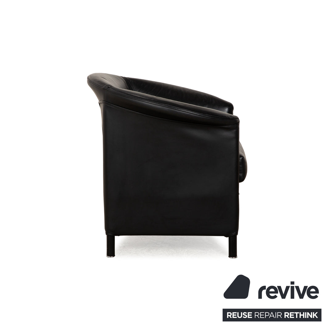 Wittmann Aura Leder Sessel Garnitur Schwarz