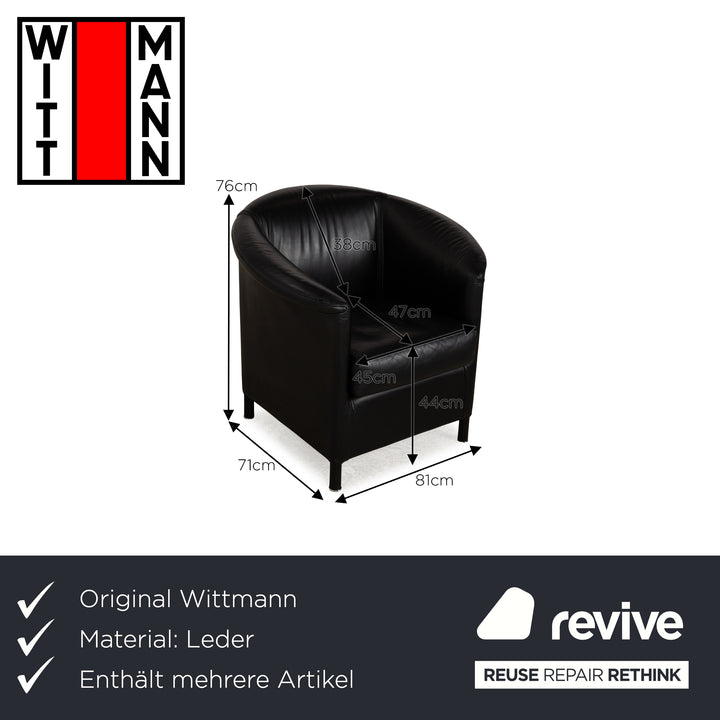 Wittmann Aura Leder Sessel Garnitur Schwarz
