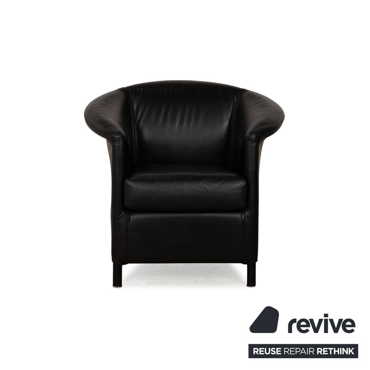 Wittmann Aura Leder Sessel Garnitur Schwarz