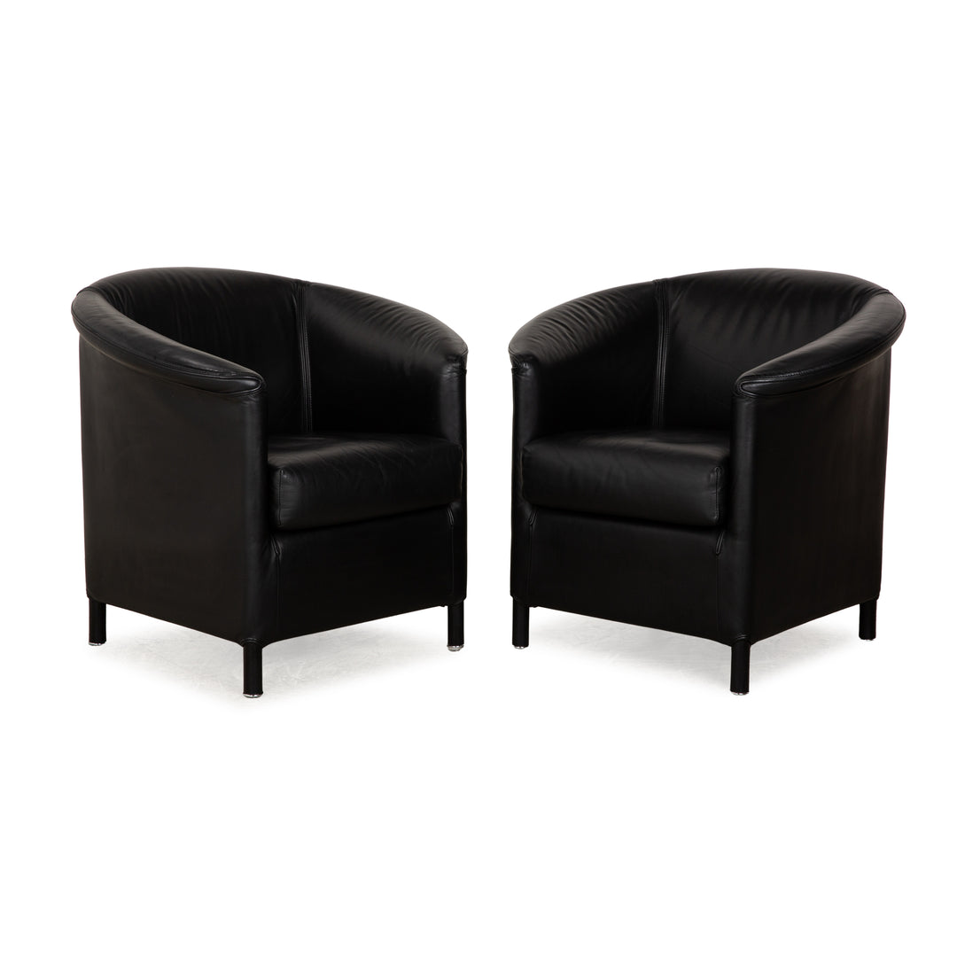 Wittmann Aura Leder Sessel Garnitur Schwarz