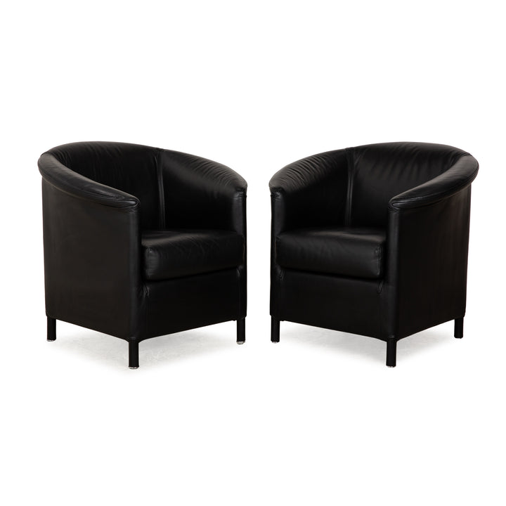 Wittmann Aura Leder Sessel Garnitur Schwarz