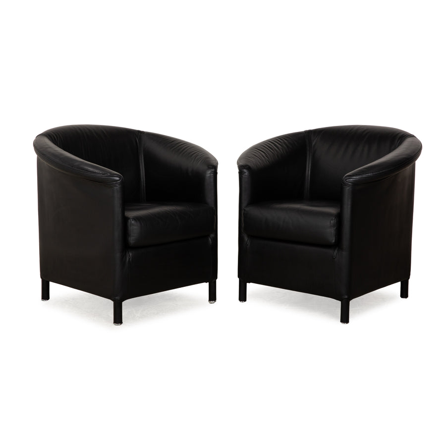 Wittmann Aura Leder Sessel Garnitur Schwarz