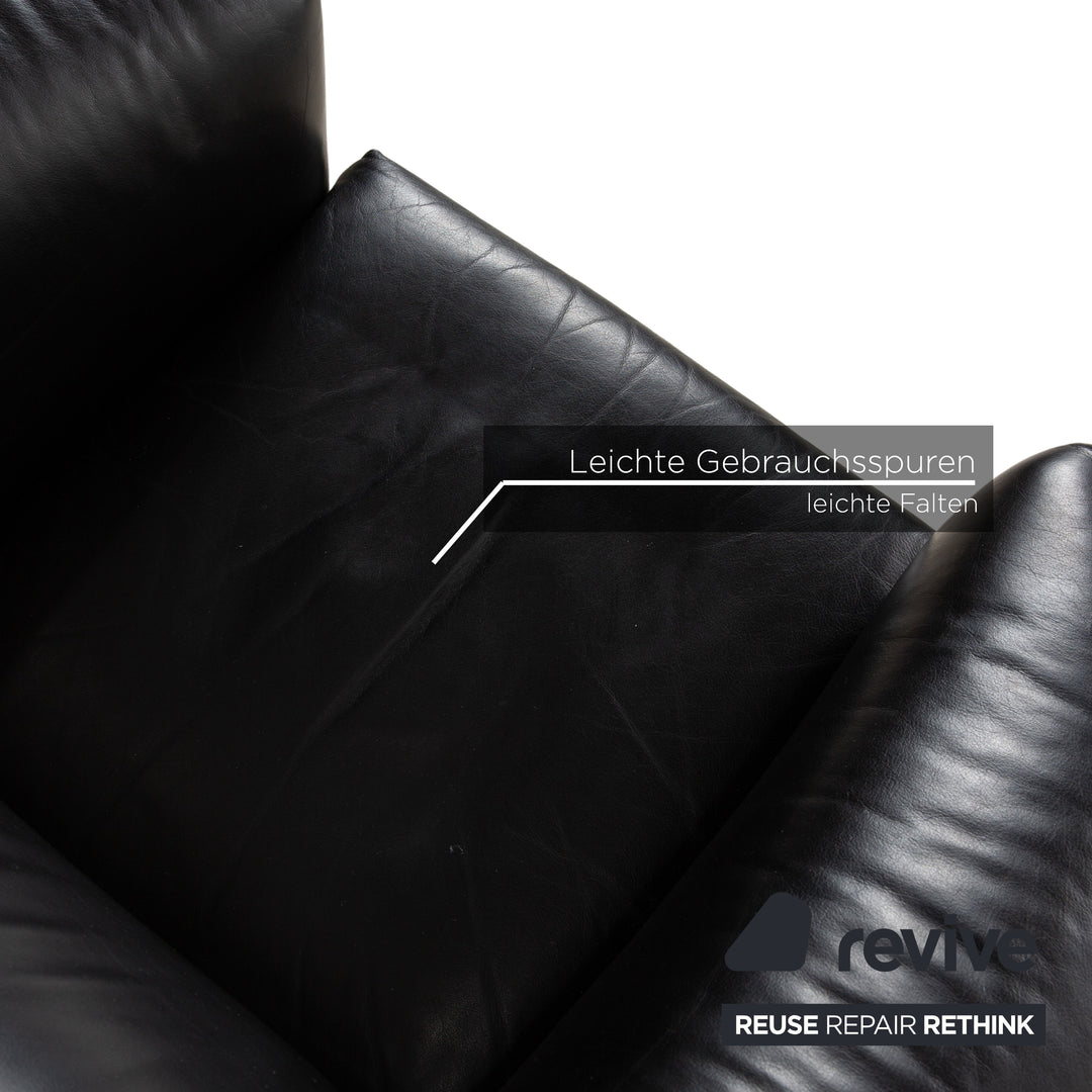 Wittmann Aura Leder Sessel Garnitur Schwarz