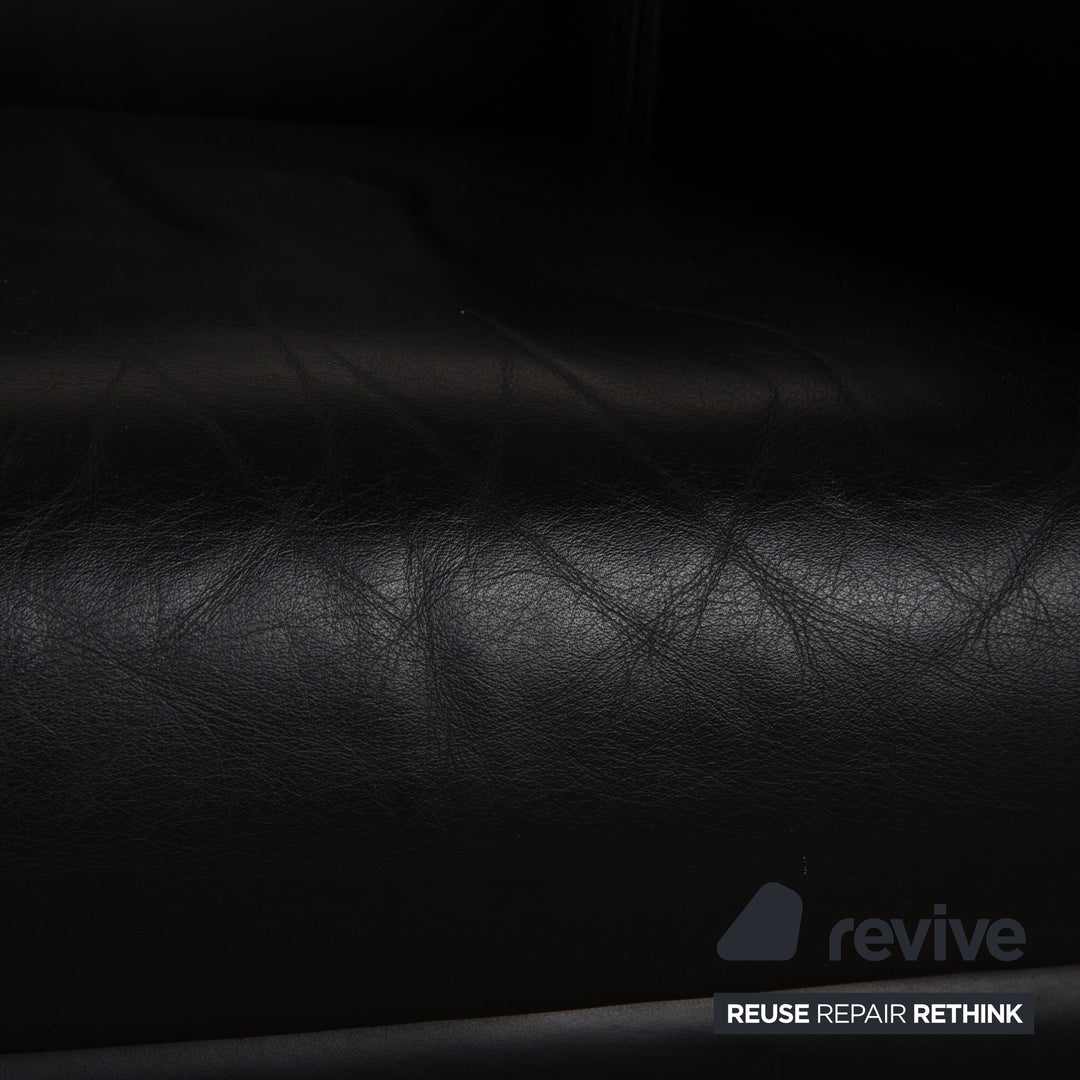 Wittmann Aura Leder Sessel Garnitur Schwarz