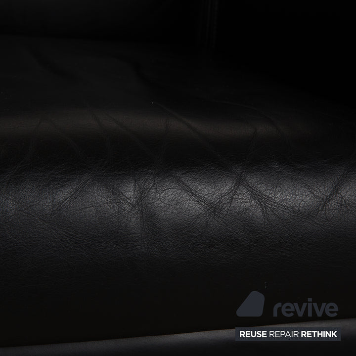 Wittmann Aura Leder Sessel Garnitur Schwarz
