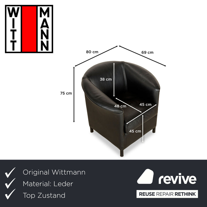 Wittmann Aura Leder Sessel Schwarz