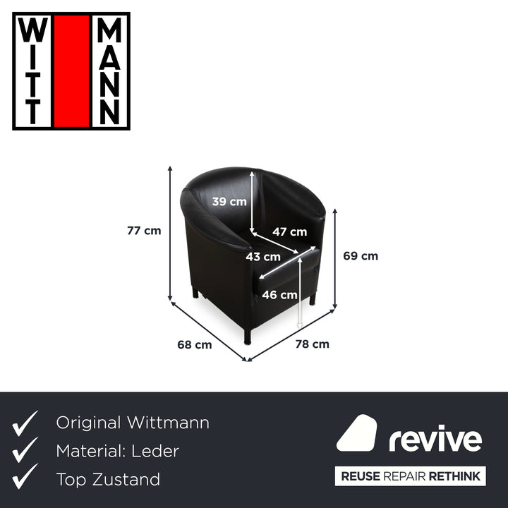 Wittmann Aura Leder Sessel Schwarz