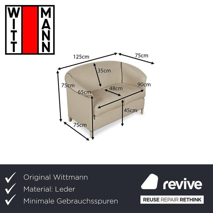 Wittmann Aura Leder Zweisitzer Creme Beige Sofa Couch