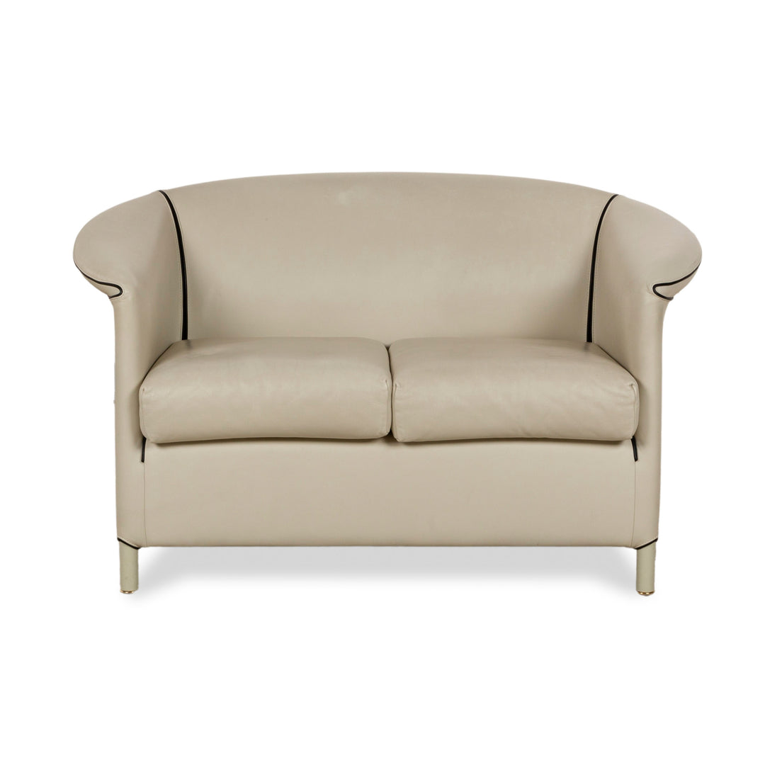 Wittmann Aura Leder Zweisitzer Creme Beige Sofa Couch