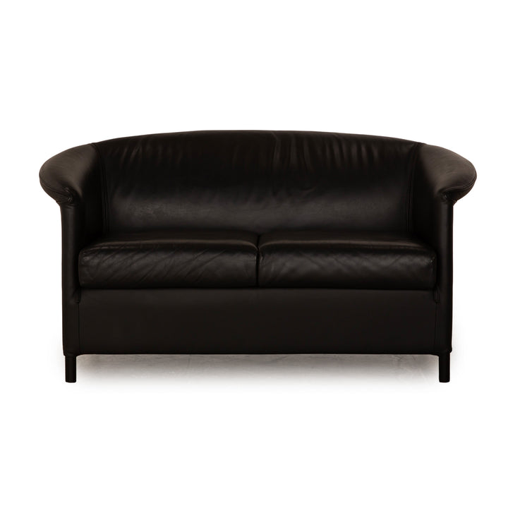 Wittmann Aura Leather Two Seater Black Sofa Couch