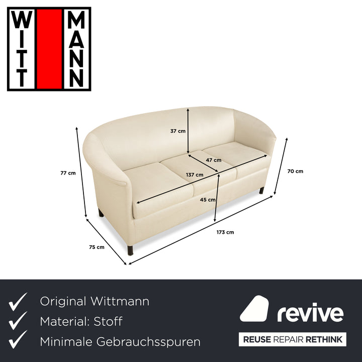 Wittmann Aura Stoff Dreisitzer Beige Creme Sofa Couch