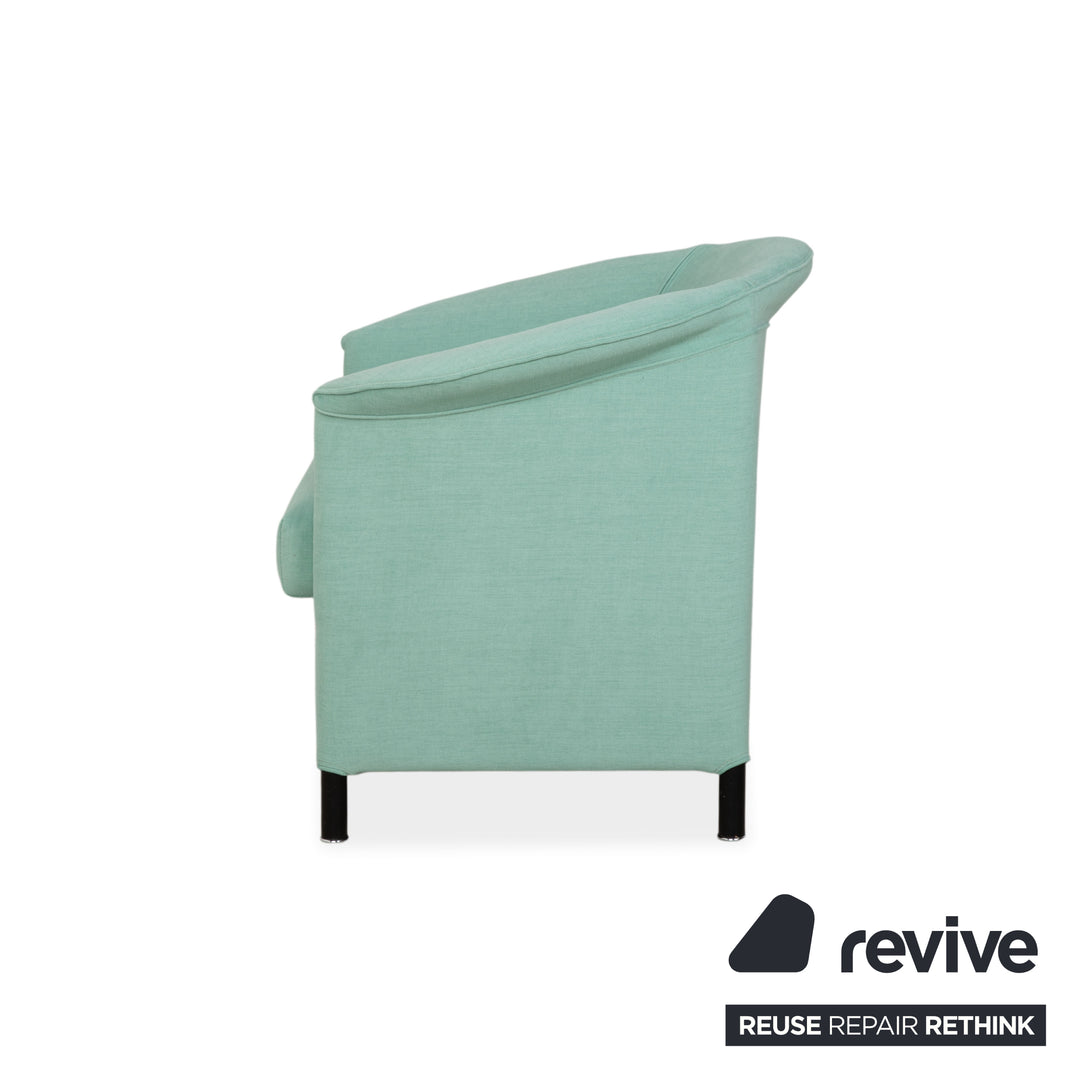 Fauteuil en tissu Wittmann Aura, vert menthe, retapissé en argent