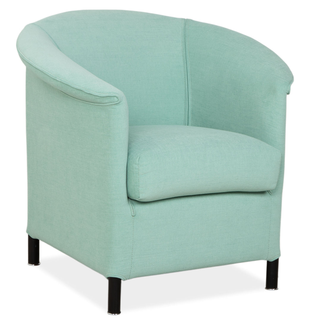 Fauteuil en tissu Wittmann Aura, vert menthe, retapissé en argent