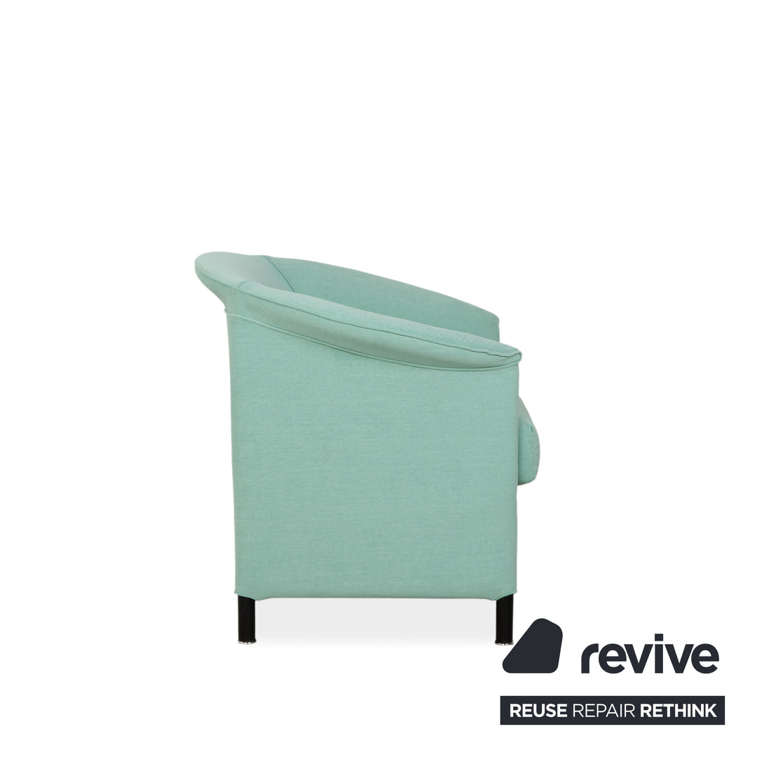 Fauteuil en tissu Wittmann Aura, vert menthe, retapissé en argent