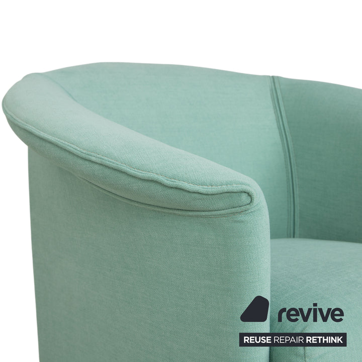 Fauteuil en tissu Wittmann Aura, vert menthe, retapissé en argent