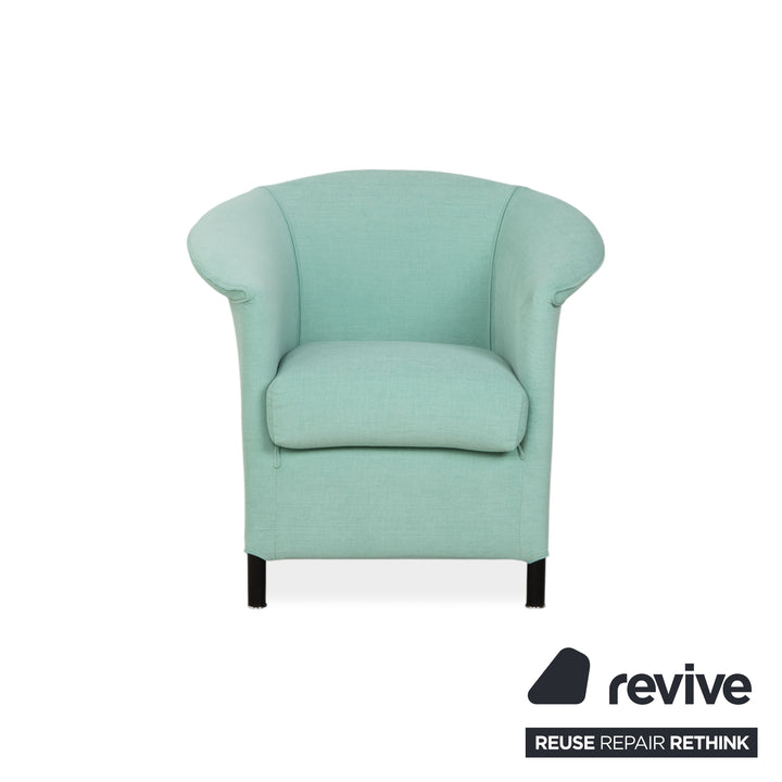 Fauteuil en tissu Wittmann Aura, vert menthe, retapissé en argent