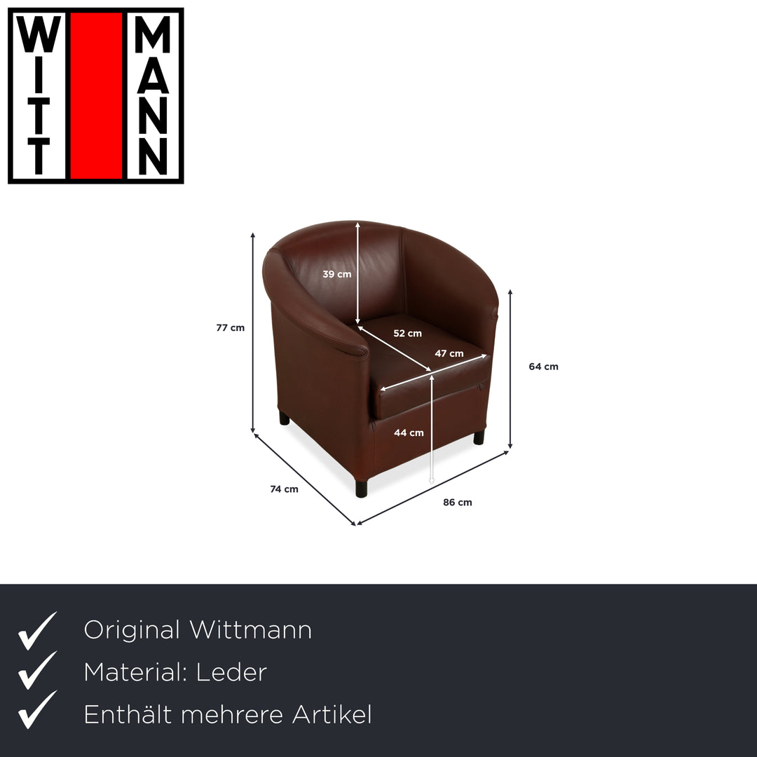 Fauteuils Wittmann Aura XL en cuir marron et rouge (lot de 2)