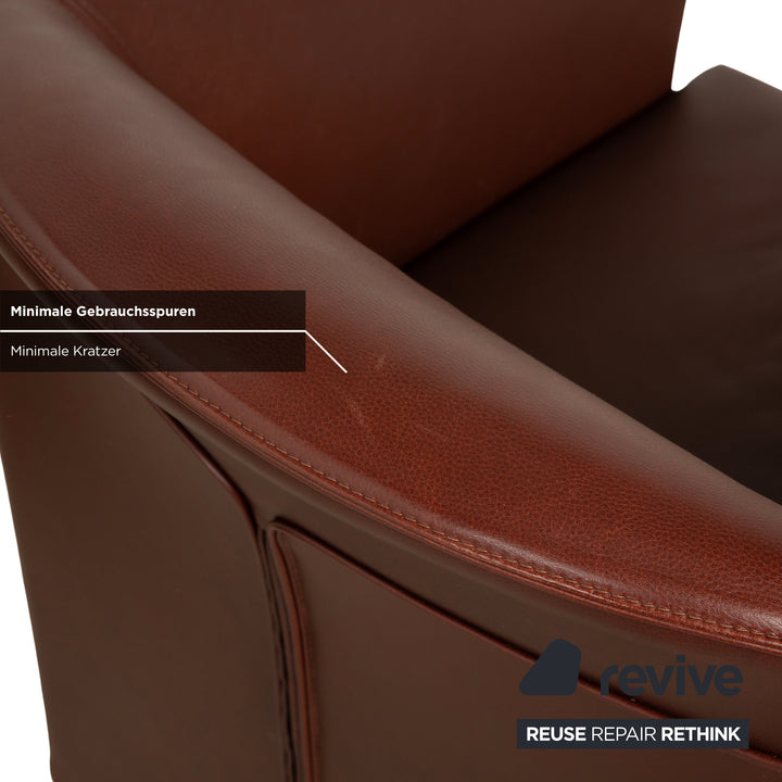 Wittmann Aura XL Leather 2x Armchairs Brown Red