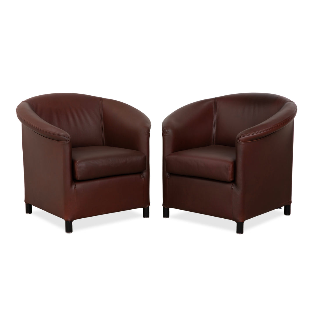 Wittmann Aura XL Leather 2x Armchairs Brown Red