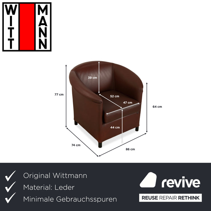 Fauteuil en cuir Wittmann Aura XL marron rouge
