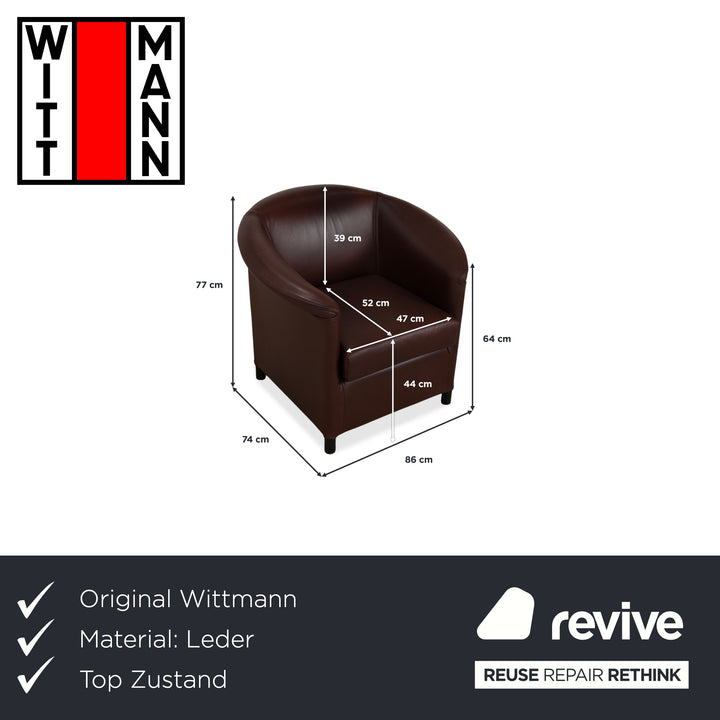 Wittmann Aura XL Leder Sessel Braun Rot