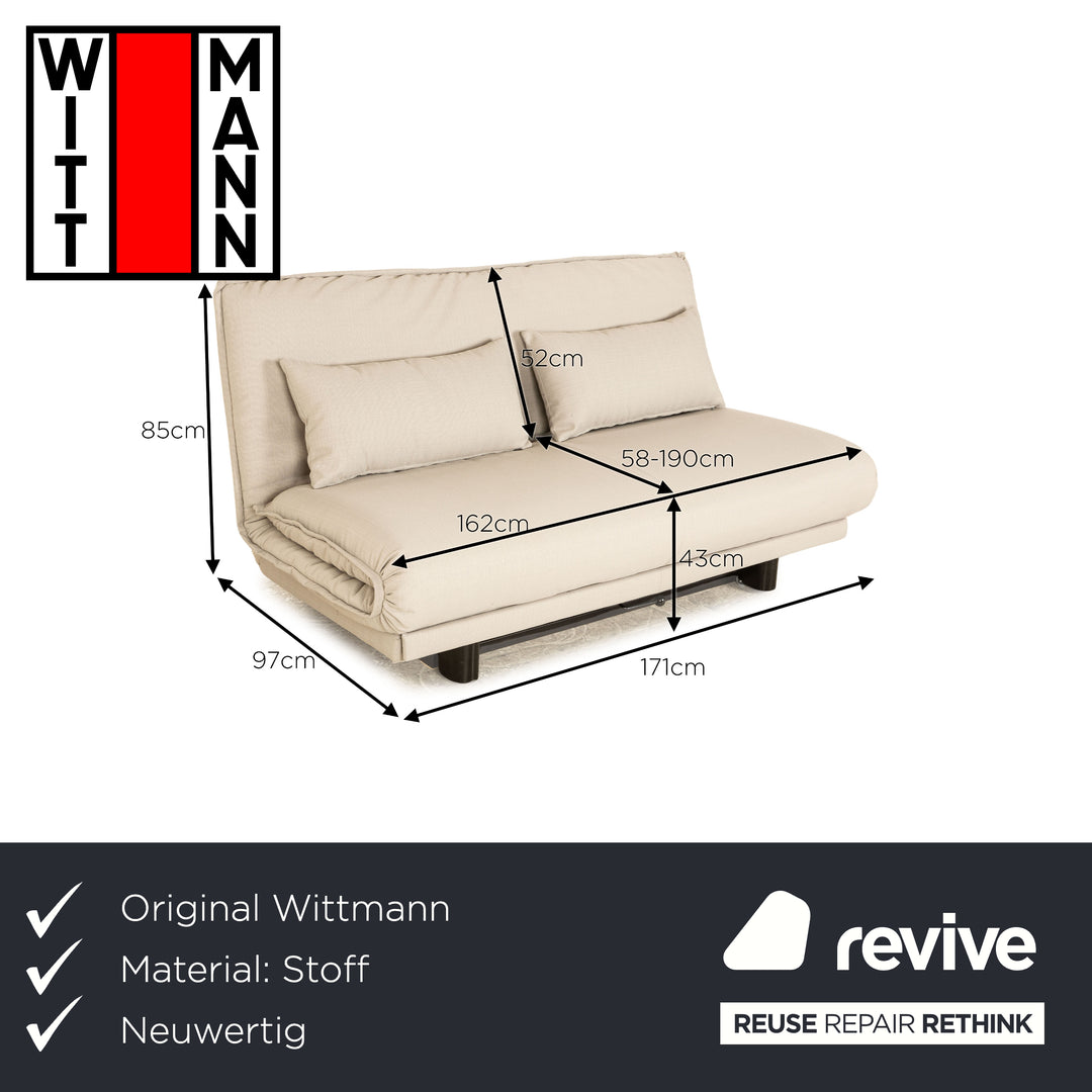 Wittmann Colli fabric three-seater light grey manual function sofa couch new cover sleeping function