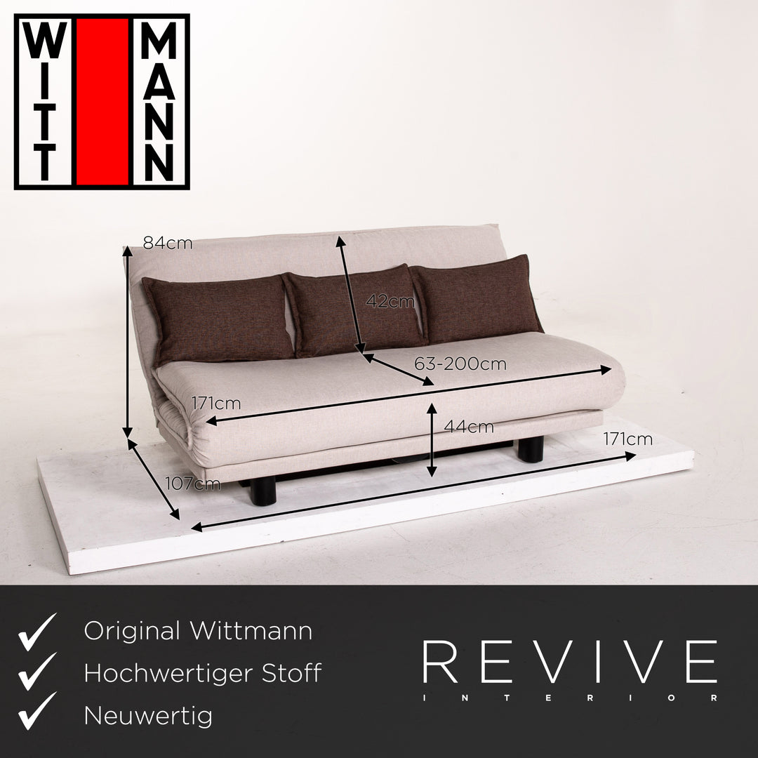 Wittmann Colli Stoff Schlafsofa Creme Dreisitzer Funktion Schlaffunktion Couch #14500