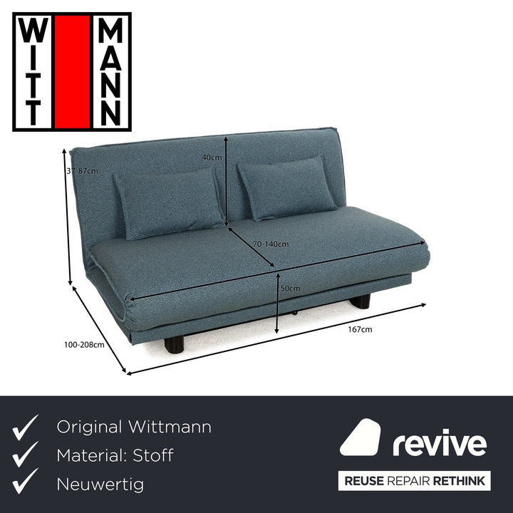 Wittmann Colli Stoff Zweisitzer Blau manuelle Funktion Schlaffunktion Schlafsofa Neubezug