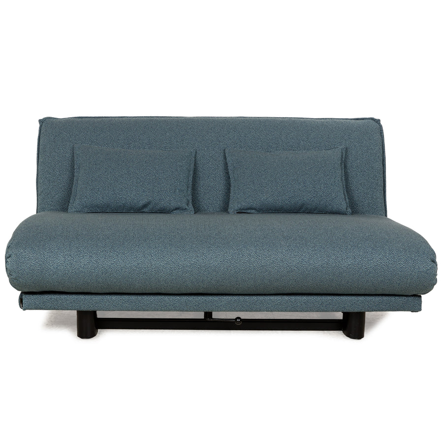 Canapé-lit deux places en tissu bleu Wittmann Colli, fonction manuelle, fonction couchage, nouvelle housse