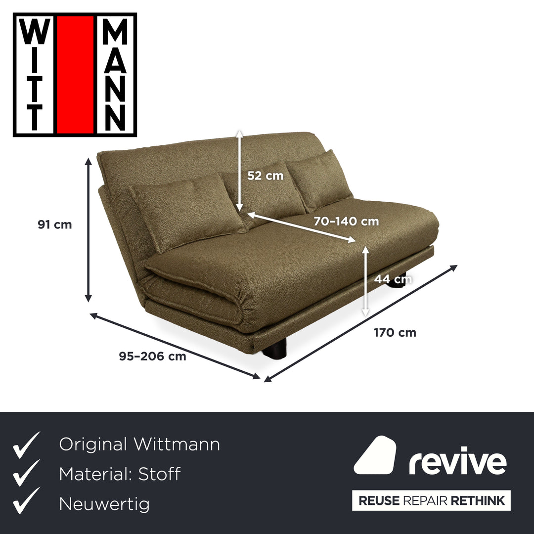 Wittmann Colli Stoff Zweisitzer Grün manuelle Funktion Sofa Couch Schlafsofa Neubezug