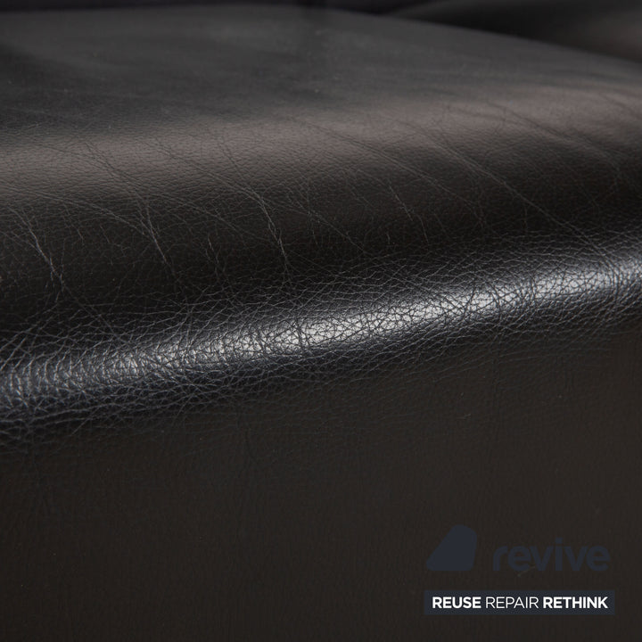 Wittmann Ducale Leder Dreisitzer Schwarz Sofa Couch