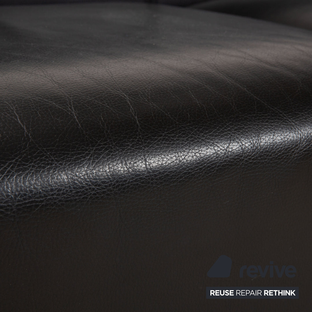 Wittmann Ducale Leder Dreisitzer Schwarz Sofa Couch