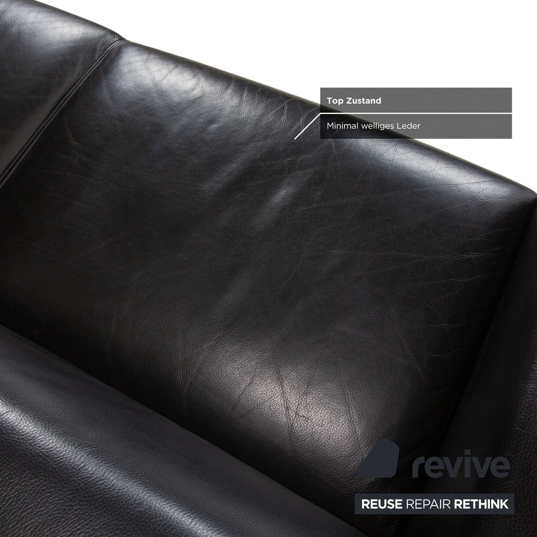 Wittmann Ducale Leder Dreisitzer Schwarz Sofa Couch