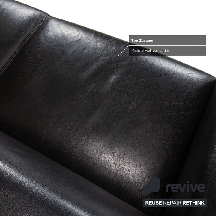 Wittmann Ducale Leder Dreisitzer Schwarz Sofa Couch