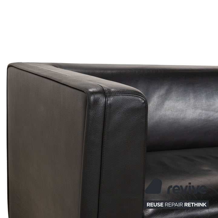 Wittmann Ducale Leder Dreisitzer Schwarz Sofa Couch