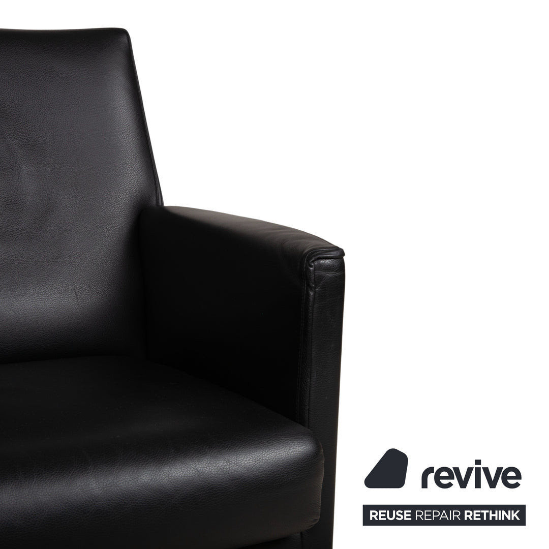 Wittmann Leather Suite 2x Black Armchairs