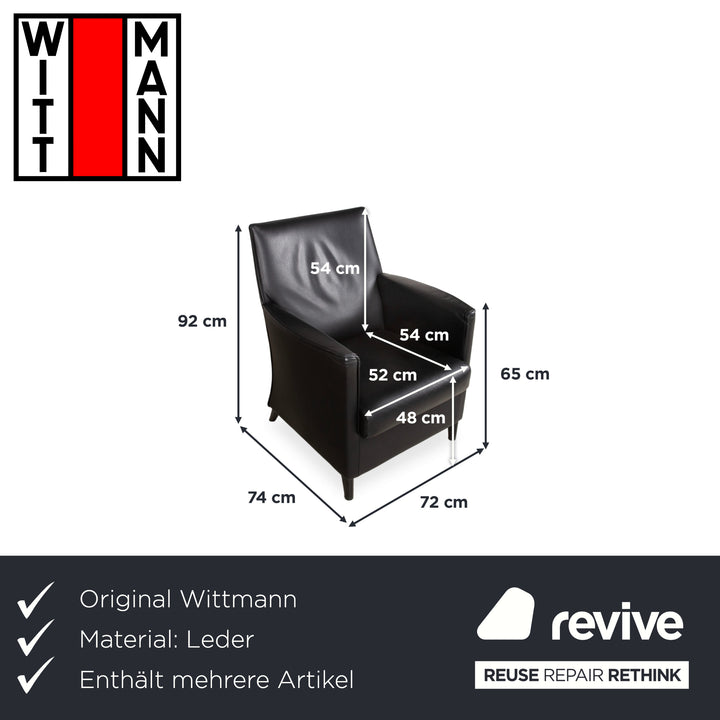 Wittmann Leather Suite 2x Black Armchairs