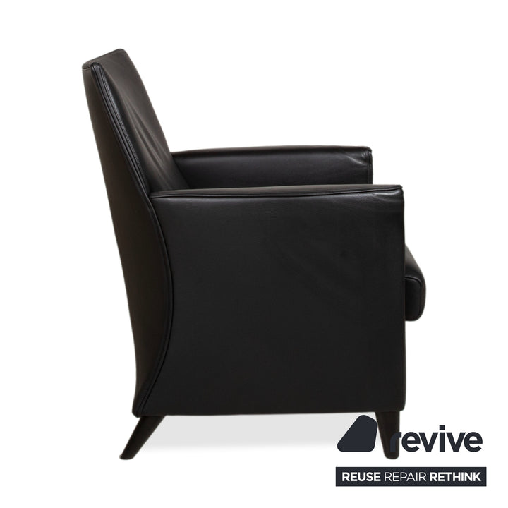 Wittmann Leather Suite 2x Black Armchairs