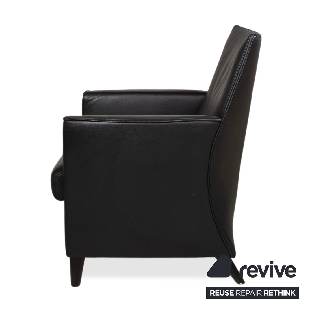 Wittmann Leather Suite 2x Black Armchairs