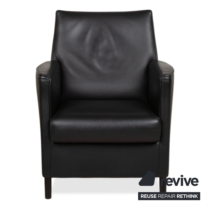 Wittmann Leather Suite 2x Black Armchairs