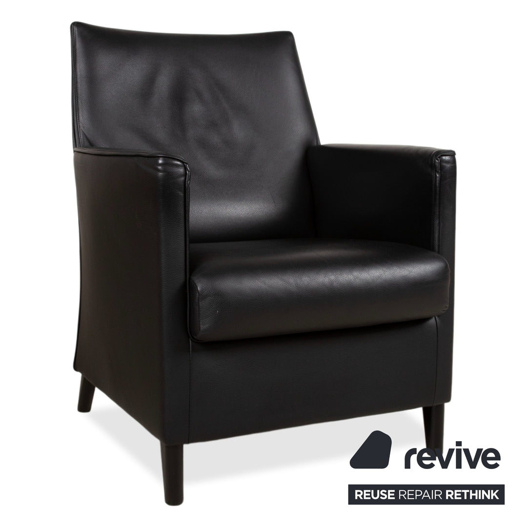 Wittmann Leather Suite 2x Black Armchairs